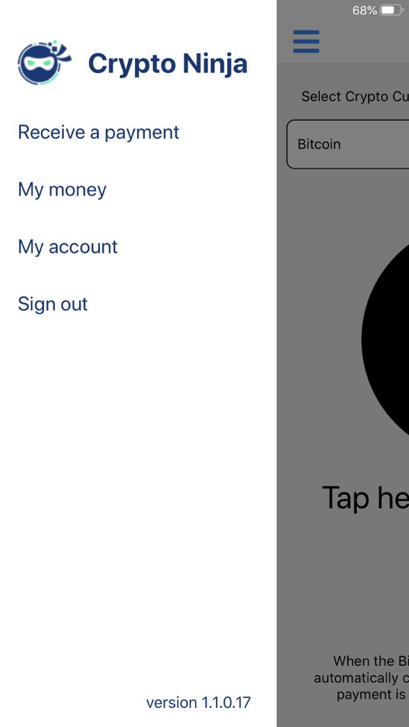 CryptoNinja app menu